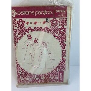 Rare Maxi Dress Patterns Pacifica 3073 Polynesian 1970s Pin Tuck Bodice Sz 10-18
